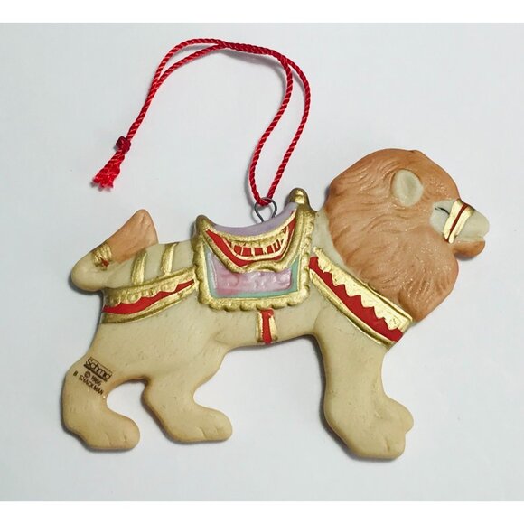 1986 Schmid Shackman Lion Ornament Carousel Animal Vintage Original Sticker - Picture 1 of 3
